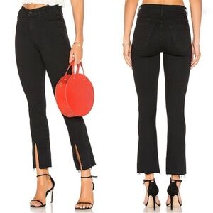 $278 MOTHER The Insider Slit Ankle Fray Not Guilty Wash, Mid Rise Black Jeans 24